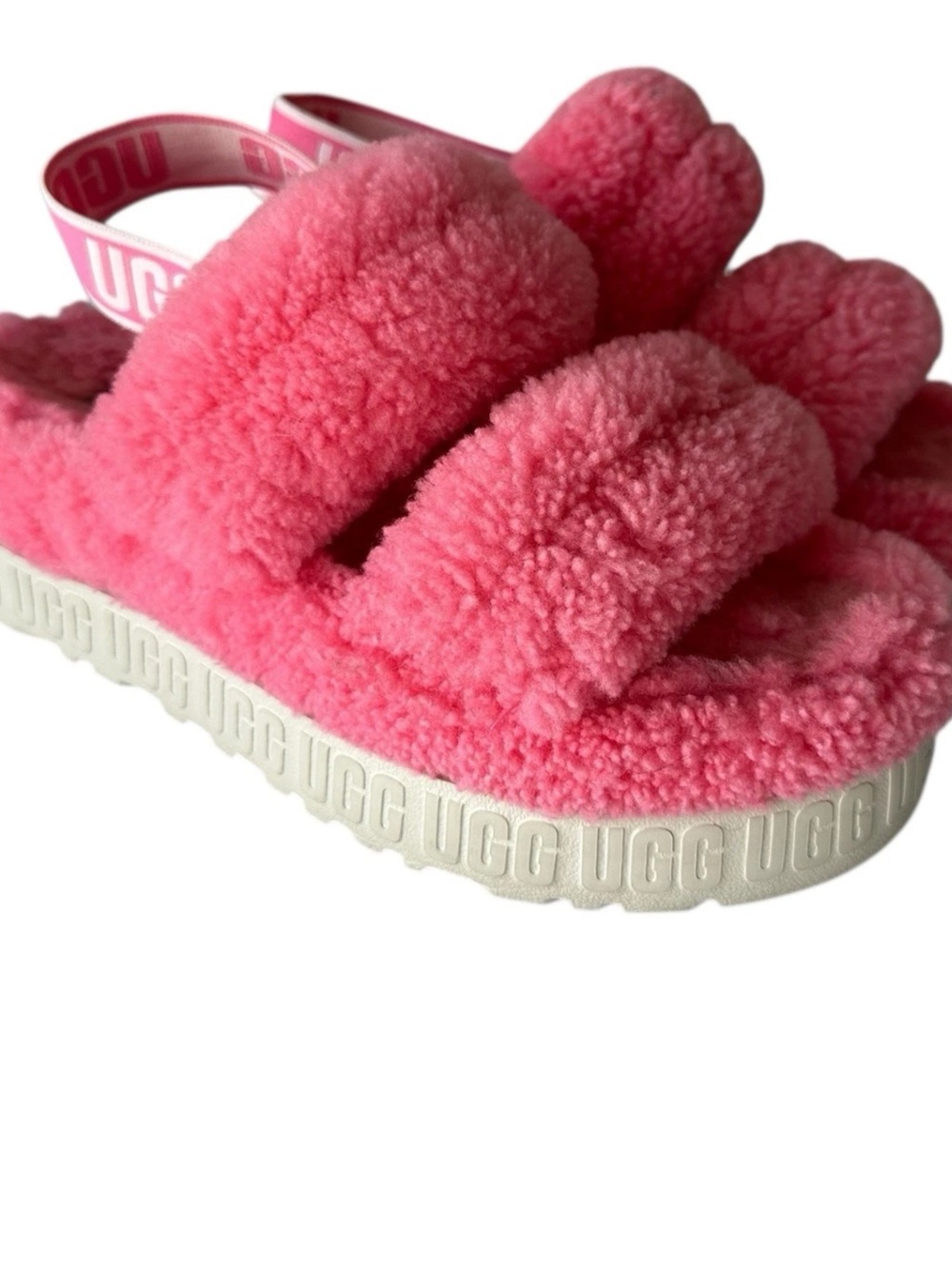 UGG Fuzzy Slide Sandal in Bright Pink